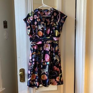 Adorable tropical print black Anthropologie dress